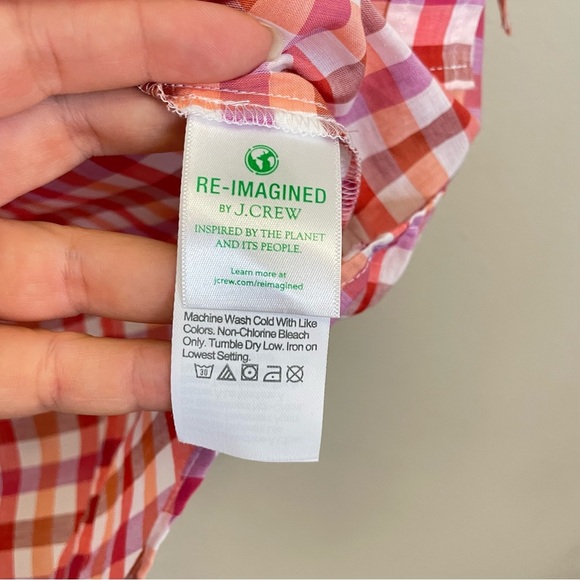 J. Crew Pink Gingham Plaid Cotton Button Up Shirt in Signature Fit NWT Size S - Picture 9 of 12